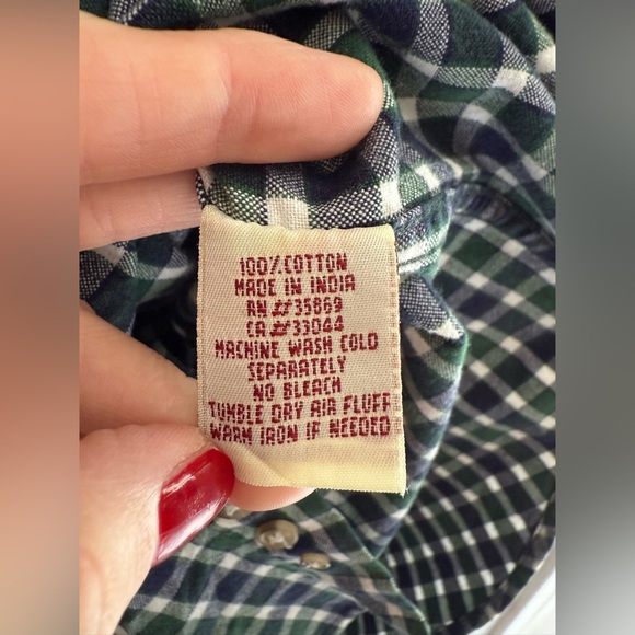 Roper Button Down Shirt Mens SZ M Green Navy Gingham Plaid Collared Long Sleeve - Picture 5 of 8